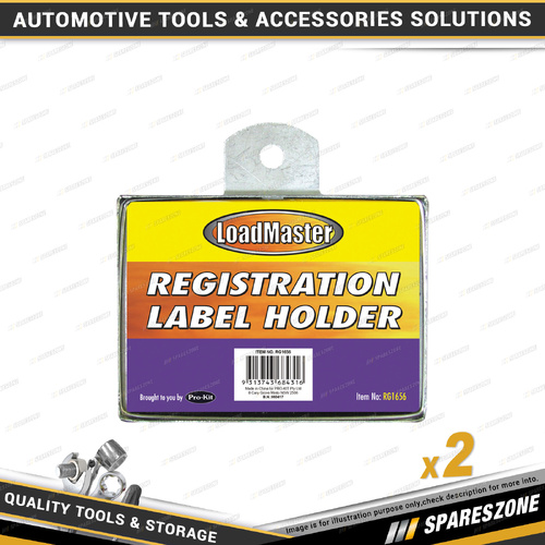 2 x Loadmaster Registration Label Holders - Metal Rectangular Rego Label Holder