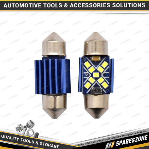 2 Pcs of Motolite White LED Canbus Globes Festoon 31mm - 44 Chips 12-24V