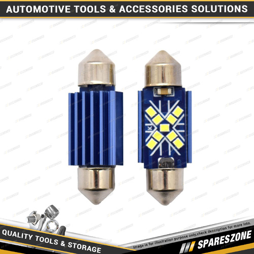 2 Pcs of Motolite White LED Canbus Globes Festoon 36mm - 44 Chips 12-24V