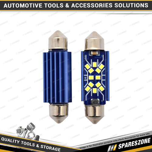 2 Pcs of Motolite White LED Canbus Globes Festoon 41mm - 44 Chips 12-24V