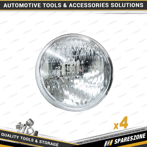 4 x Motolite 12V 80W Flood Lamp Sealed Beams - 5-3/4 Inch Block Pattern Lens