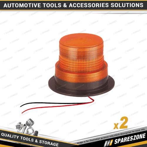 2 x Motolite 60 LED Revolving / Strobe Lights - Amber with Screw On Base