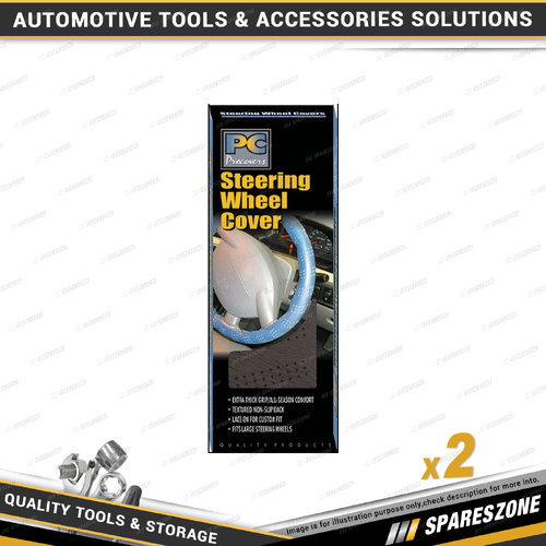 2 x PC Covers 38cm PVC Lace Up Steering Wheel Covers - Anti-Slip Wheel Cover