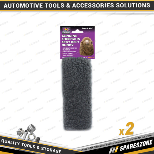 2 x PC Covers Sheep Skin Seat Belt Buddies - Charcoal Use on Safety Belt