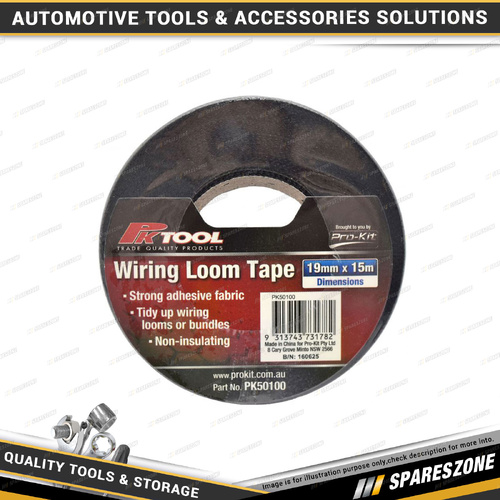 19mm x 15M Pro-Kit Wiring Loom Tape - Strong Adhesive Fabric & Non-Insulating