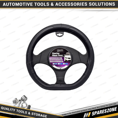 Pro-Kit Black Leather Steering Wheel Cover - with 380mm D-Shaped Flat Base