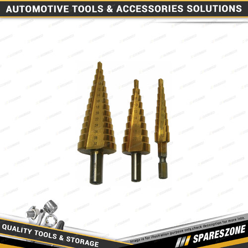 3 Pcs of PK Tool Step & Hole Drill Set - Multiple Sizes Step Drills