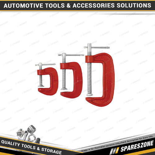 3 Pcs of PK Tool Mini G-Clamp Set - 25mm 50mm 75mm G-Clamps HD Steel Frame