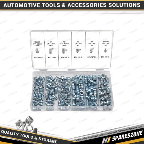 110 Pcs of PK Tool Grease Nipples Assortment - In Re-sealable Plastic Case