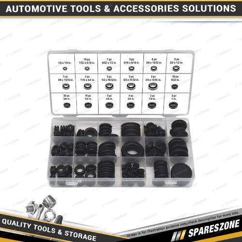 125 Pcs of PK Tool Rubber Grommets Assortment - In Re-sealable Plastic Case