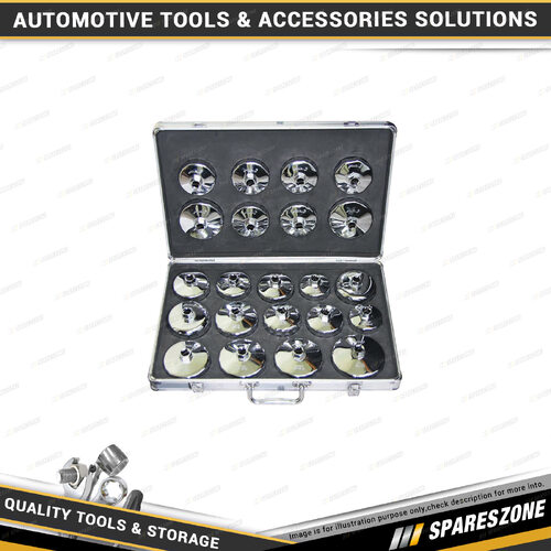 22 Pcs of PK Tool 1/2" Dr Oil Filter Removal Kit - Cup Style Kit Chrome Finish