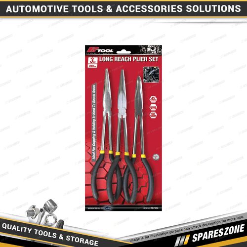 3 Pcs of PK Tool Long Reach Pliers Set - Straight & 45 Deg & 90 Deg Bent Nose