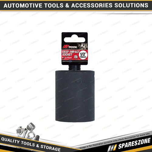 PK Tool 1/2 Inch Drive Deep Impact Socket - 18mm 12 Point Metric Cr-Mo
