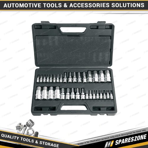 34 Pcs of PK Tool 1/4" 3/8" & 1/2" Dr Hex Bit Socket Master Set - Metric & SAE