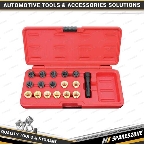 17 Pcs of PK Tool Thread Repair Tool Set - Spark Plug Sleeve Type M12 x 1.25