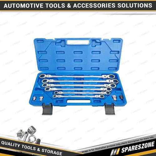 10 Pcs of PK Tool Extra Long Double Ratchet Head Ring Spanner Set with Adaptors