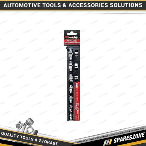 7 Pcs of PK Tool 3/8 Inch Metric Cr-V Flexible Crowfoot Flare Nut Spanner Set