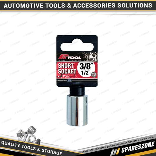 PK Tool 1/2 Inch 6 Point 3/8" Dr Regular Socket - SAE Cr-V Smooth Satin Finish