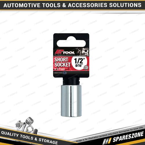 PK Tool 9/16 Inch 6Pt 1/2" Drive SAE Cr-V Regular Socket - Smooth Satin Finish