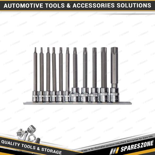 11 Pcs of PK Tool 1/4 Inch & 3/8 Inch Dr 6 Point Long Tamper Star Bit Socket Set
