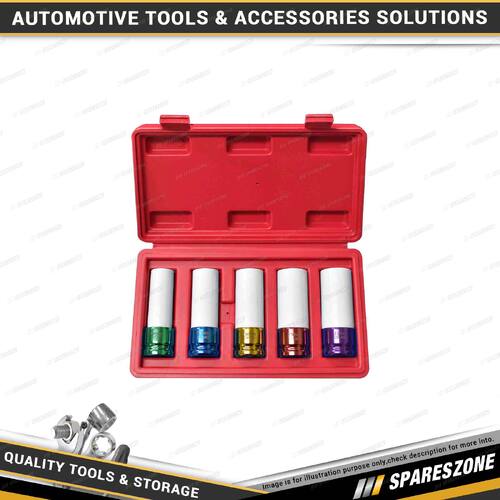 5 Pcs of PK Tool 1/2" Dr Mag Wheel Deep Impact Socket Set with Protector Sleeves