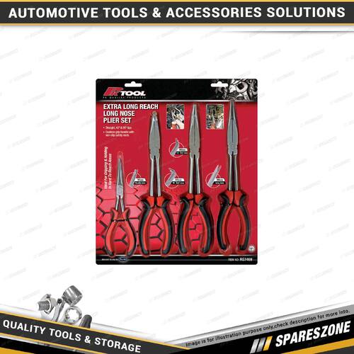 4 Pcs of PK Tool Long Nose Long Handle Plier Set - Straight & 45Deg & 90Deg Bent