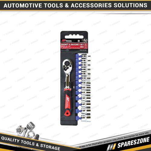14 Pcs of PK Tool 1/4 Inch Drive 150mm Metric Cr-V Socket & Ratchet Set