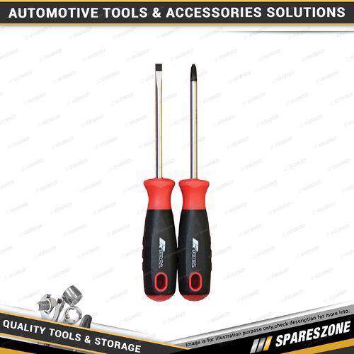 2 Pcs of PK Tool 100mm Screwdriver Set - Phillips PH2 & Blade 6mm Screwdrivers