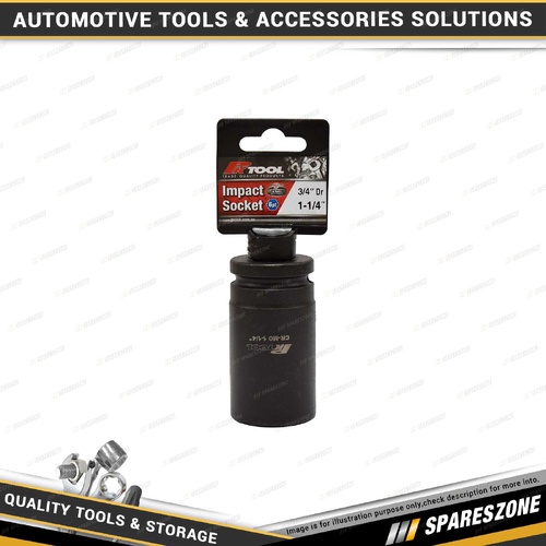 PK Tool 3/4" Drive Deep Impact Socket - 1-1/4" 6 Point Black Phosphate Finish