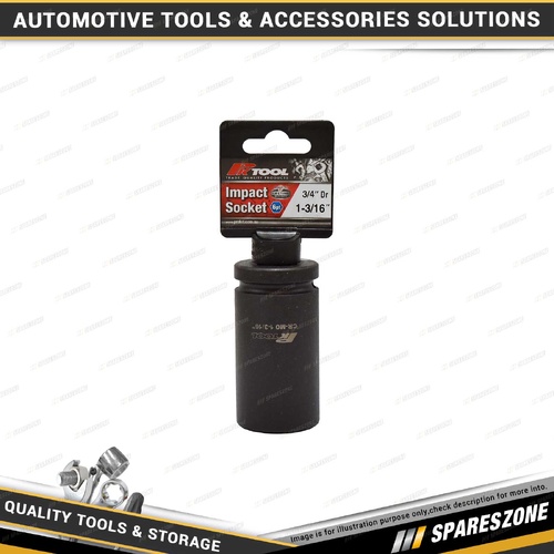 PK Tool 3/4" Drive Deep Impact Socket - 1-3/16" 6 Point Black Phosphate Finish