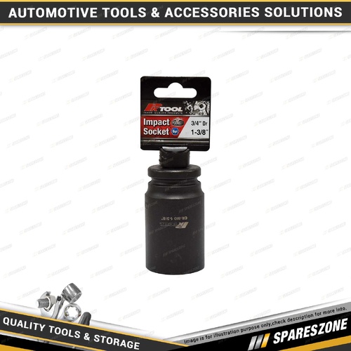 PK Tool 3/4" Drive Deep Impact Socket - 1-3/8" 6 Point Black Phosphate Finish