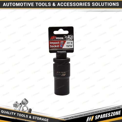 PK Tool 3/4" Drive Deep Impact Socket - 15/16" 6 Point Black Phosphate Finish