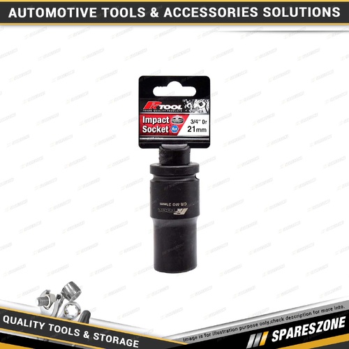 PK Tool 3/4" Drive Deep Impact Socket - 21mm 6 Point Black Phosphate Finish