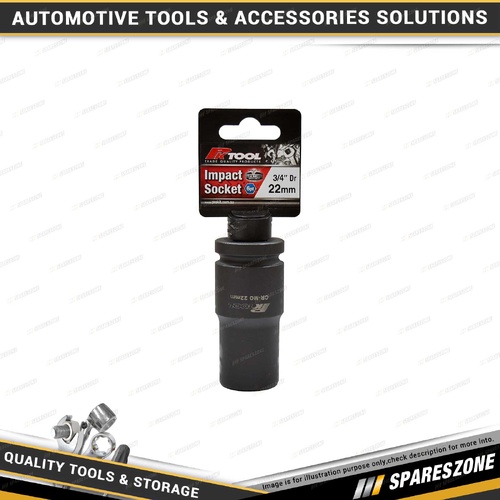 PK Tool 3/4" Drive Deep Impact Socket - 22mm 6 Point Black Phosphate Finish