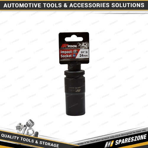 PK Tool 3/4" Drive Deep Impact Socket - 24mm 6 Point Black Phosphate Finish