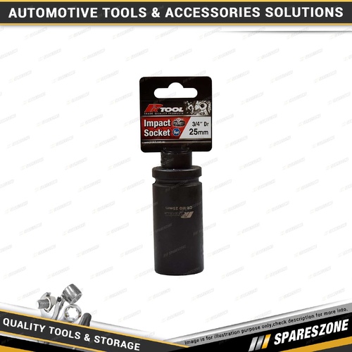 PK Tool 3/4" Drive Deep Impact Socket - 25mm 6 Point Black Phosphate Finish