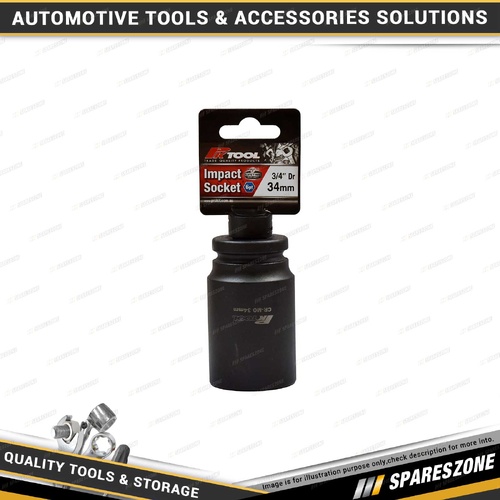 PK Tool 3/4" Drive Deep Impact Socket - 34mm 6 Point Black Phosphate Finish