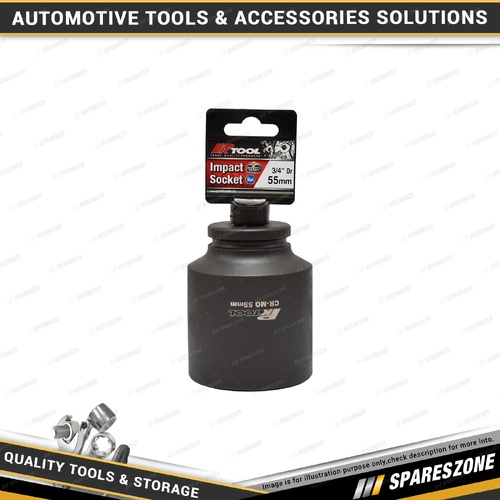 PK Tool 3/4" Drive Deep Impact Socket - 55mm 6 Point Black Phosphate Finish