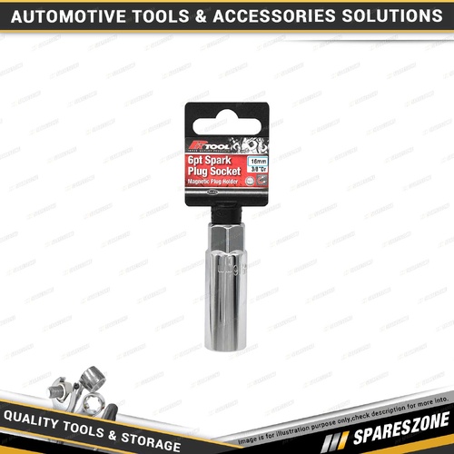 PK Tool 3/8" Drive Magnetic Spark Plug Socket - 16mm 6 Point Chrome Finish