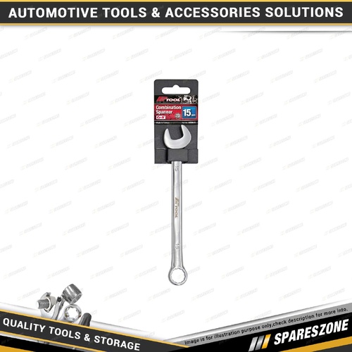 PK Tool 15mm Combination Spanner - 12 Point Ring Open End & Ring Cr-V