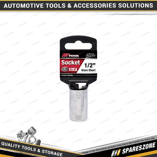 PK Tool 1/2" Drive Metric Regular Short Socket - 8mm 6 Point Cr-V
