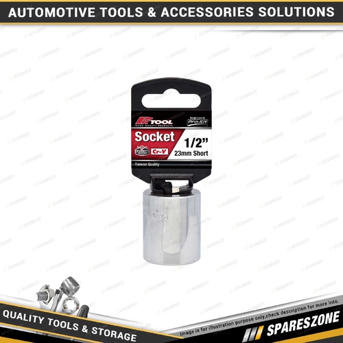 PK Tool 1/2" Drive Metric Regular Short Socket - 23mm 6 Point Cr-V