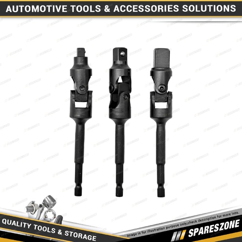 3 Pcs of PK Tool Universal-Joint Drill Socket Adaptor Set - 125mm Long