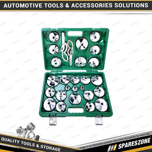 27 Pcs of PK Tool Cup Style Oil Filter Removal Kit - w/Two Gripper Oil Wrenches