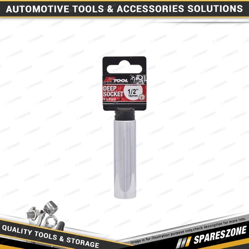 PK Tool 1/2" Drive Heavy Duty Deep Socket - 16mm 6 Point Chrome Finish