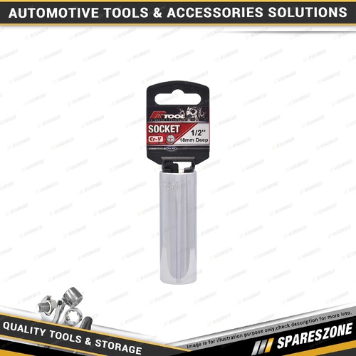 PK Tool 1/2" Drive Heavy Duty Deep Socket - 18mm 6 Point Chrome Finish