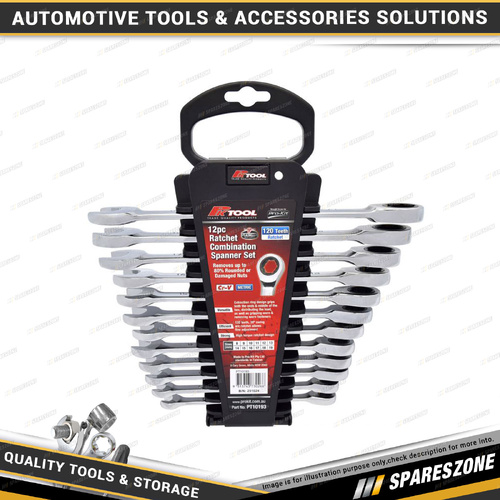 12 Pcs of PK Tool Ratchet Combination Spanner Set - High Torque Ratchet Design