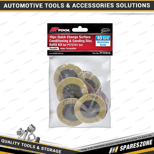 10 Pcs PK Tool 40 Grit Aluminium Oxide Roll Lock Style Sanding Disc Refill Pack