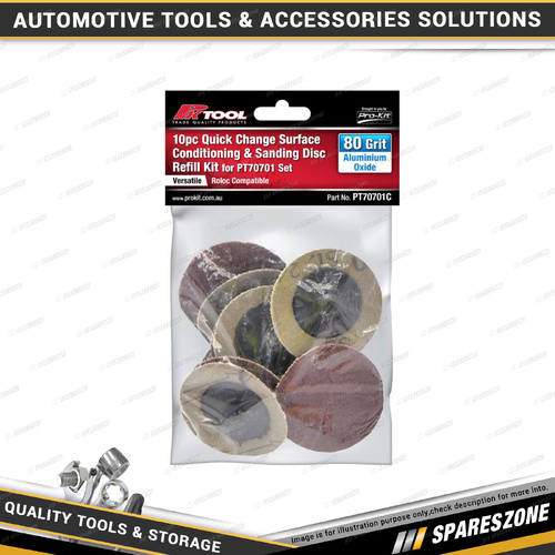 10 Pcs PK Tool 80 Grit Aluminium Oxide Roll Lock Style Sanding Disc Refill Pack