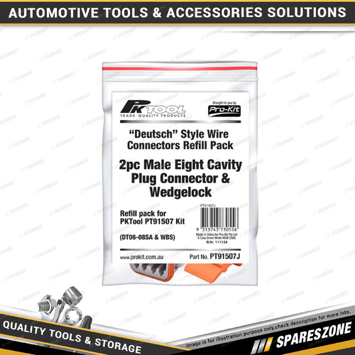 2 Pcs of PK Tool Male Eight Cavity Plug Connector & Wedgelock - to Suit PT91507